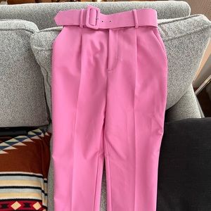 NWT Zara Pink pants with fabric belt- perfect for any Business Barbie 💖